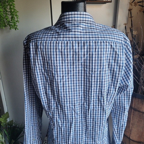 Banana Republic Men's Blue And White Checkered Slim Fit Shirt L - Picture 5 of 5